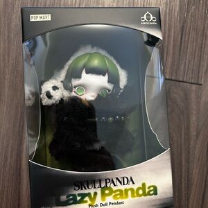 Skullpanda Lazy Panda Plush Doll Pendant - Green and Black
